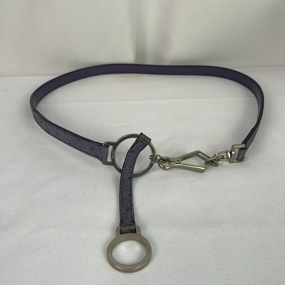 Prada Purple Ostrich Leather With Clip Skinny Belt