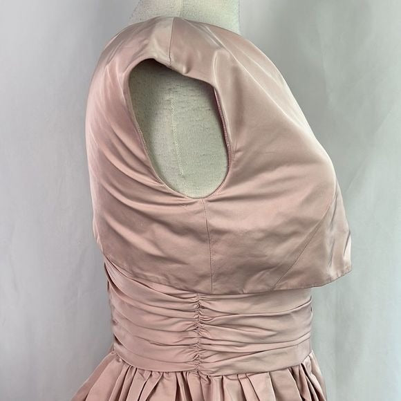 Paula Ka Pink Layered Top Pleated Bottom Dress