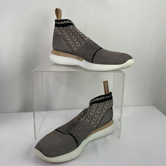Salvatore Ferragamo Tan Black Sock Sneakers