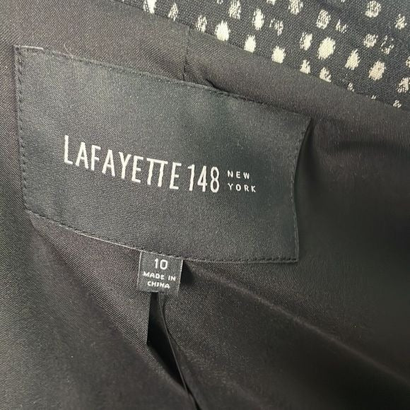 Lafayette 148 NWT Black White Print Open Front Jacket
