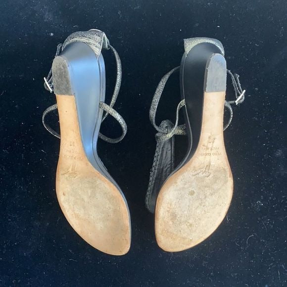 Giuseppe Zanotti Black Crystal Low Wedge Sandals
