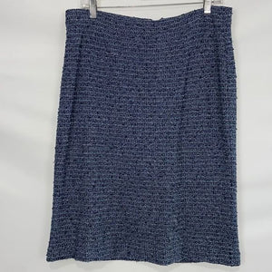 St John Blue Tweed w Zip Back Pockets Skirt