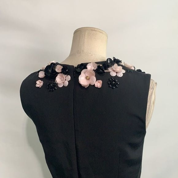 Glambattista Valli black with 3D pink black flower top dress