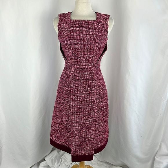 NWT Raoul Pink Tweed Midi Dress w Pockets