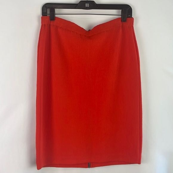 Alexander McQueen Red Black Trim Zip Pencil Skirt