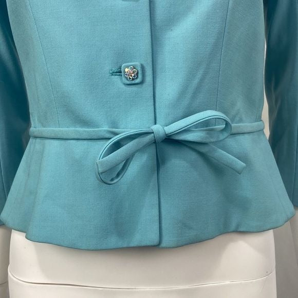 Moschino Blue w Beaded Buttons Belt Jacket