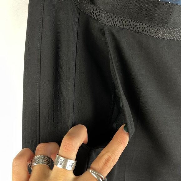 Balenciaga Paris Black Trousers with Navy Dotted Waist Trim