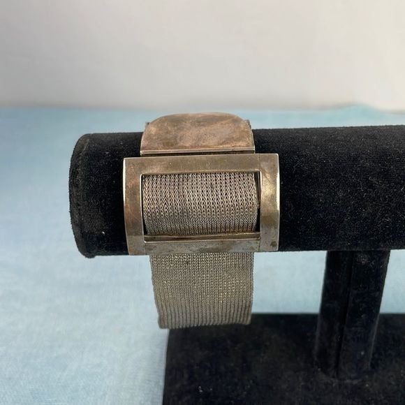 Vintage Mesh Buckle Sterling Silver Bracelet