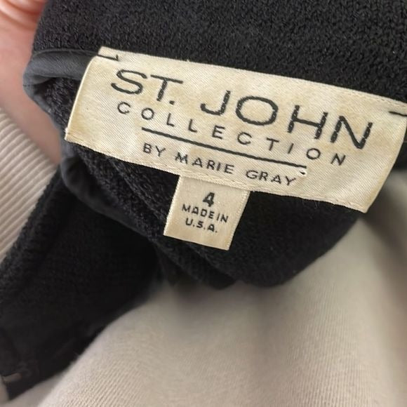 St John Black Ruffle Front Vintage Knit Jacket