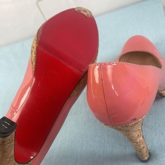 Christian Louboutin Pink Patent With Cork Heels
