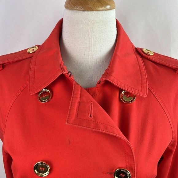 Coach Red Double Breasted Trench Coat