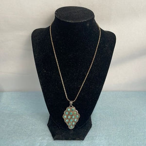 Vintage Large Sterling and Turquoise Pendant Necklace