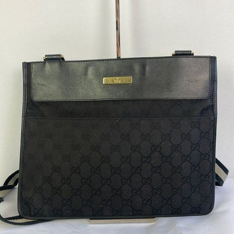 Gucci Black Canvas Logo With Leather Trim Cross Bag