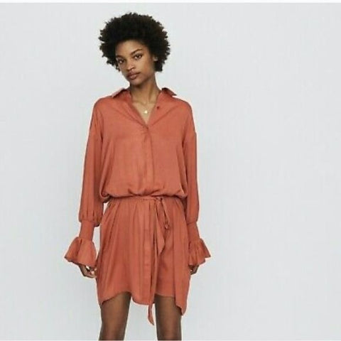 Maje NWT Terracotta Shirt Dress with Slip