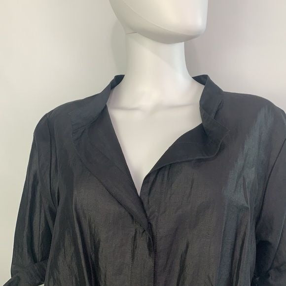 Donna Karan NWT black linen blend blouse