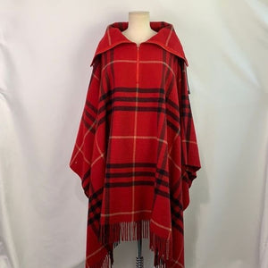 Burberry red plaid lambswool poncho