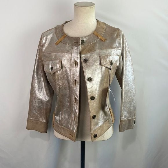 Donald Pliner NWT Metallic Leather Jacket