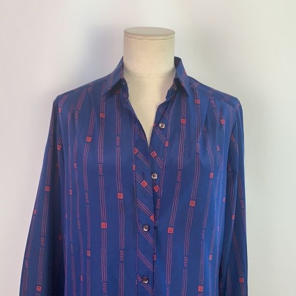 Vintage Pierre Balmain blue red logo print shirt dress