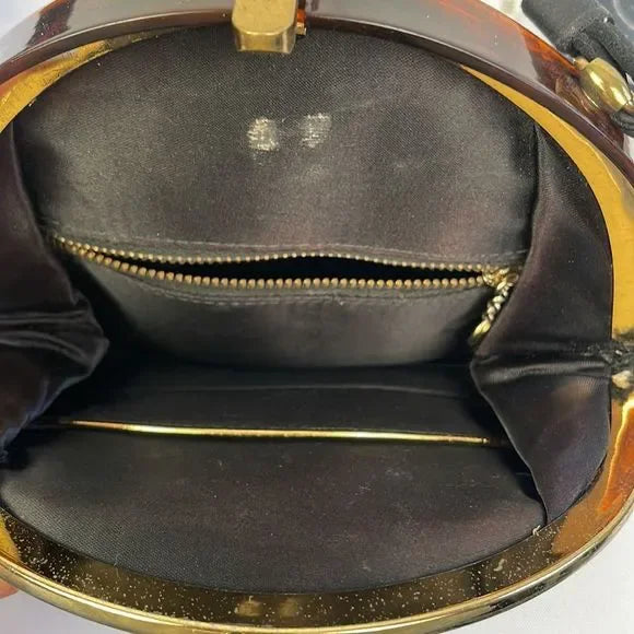 Vintage Black With Tortoise Clasp Bag