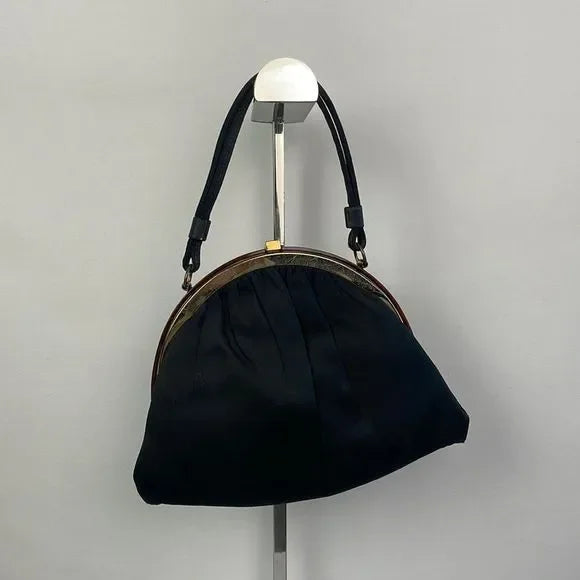 Vintage Black With Tortoise Clasp Bag