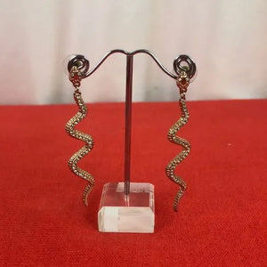 Rose Gold Crystal Large Snake Earrings