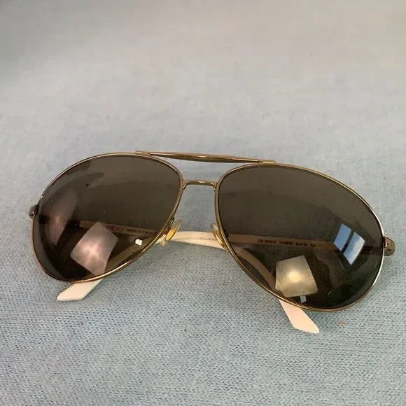 Gucci VTG White Aviator Sunglasses