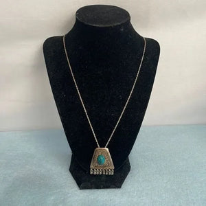 925 Turquoise Israel Pendant/Pin Necklace