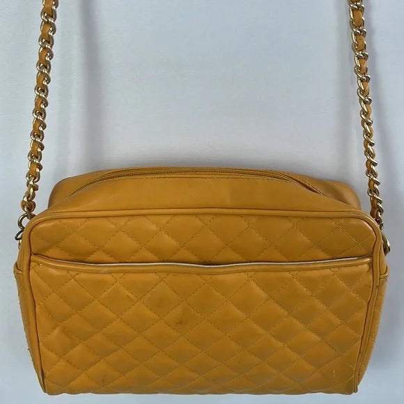 Jennifer Moore Mustard Quilted Bag with Chain Strap