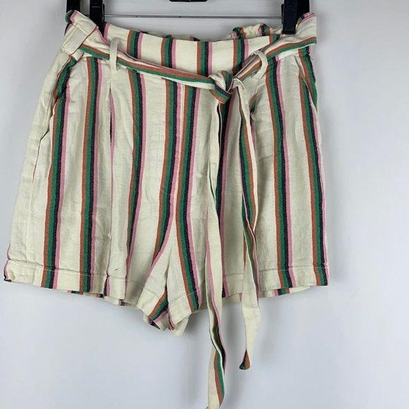 Halogen Striped Shorts with Belt