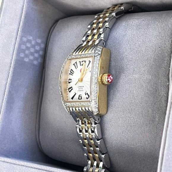 Michele gold and silver watch with diamonds