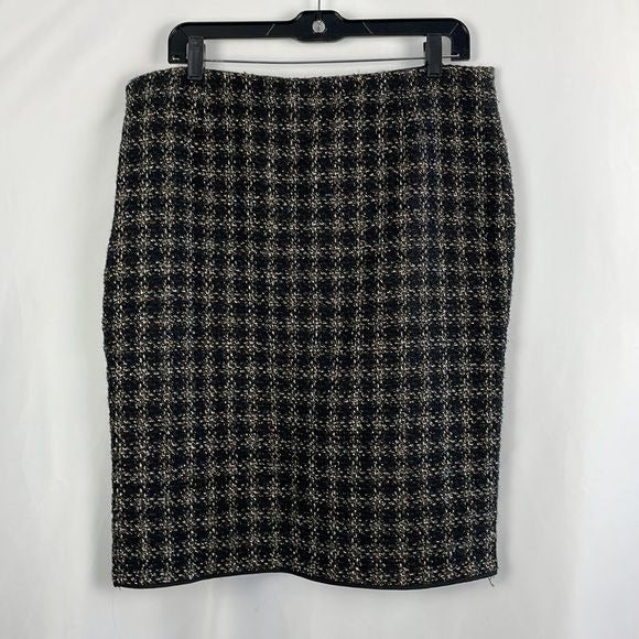 Sonia Rykiel Black Plaid Sparkly Knit Skirt