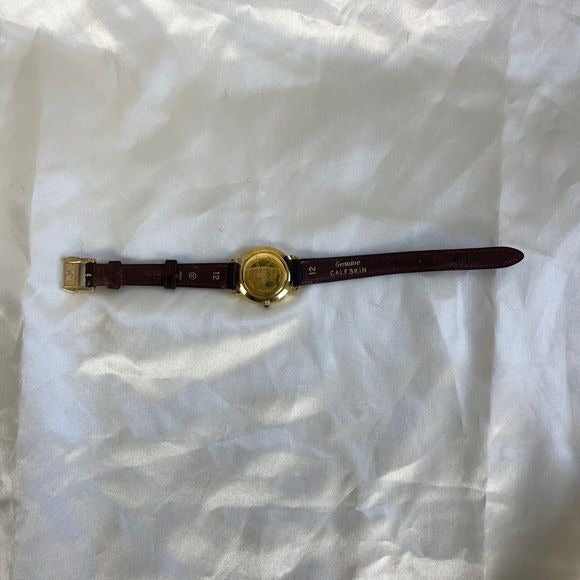 Vintage Fendi brown strap small gold face watch