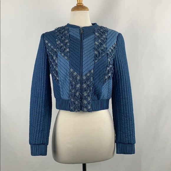 Rebecca Taylor Blue Quilted Zip Front