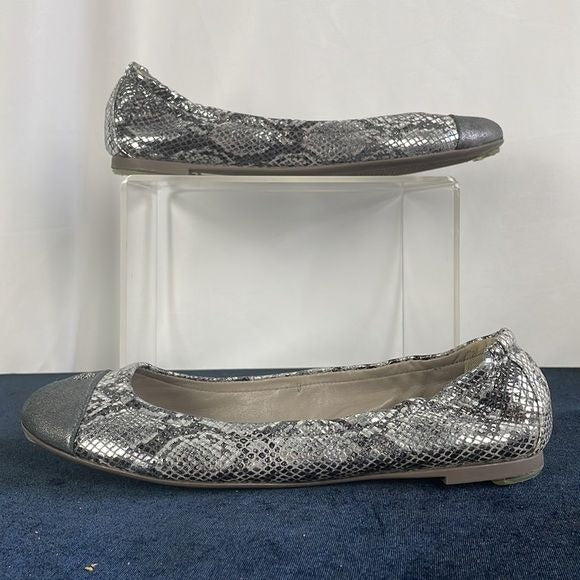 Tory Burch Silver Snake and Pewter Flats