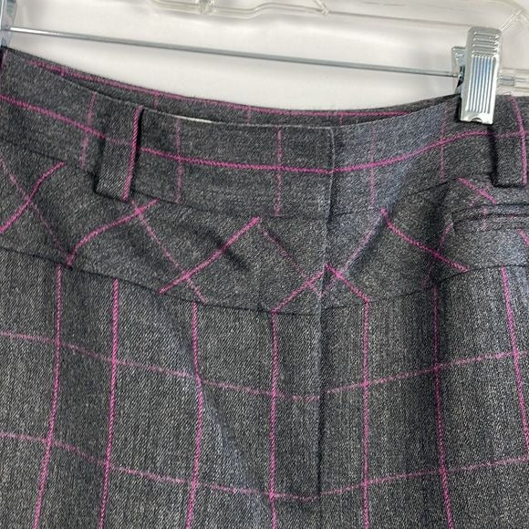 D Von Furstenberg Grey Pink Plaid Trousers