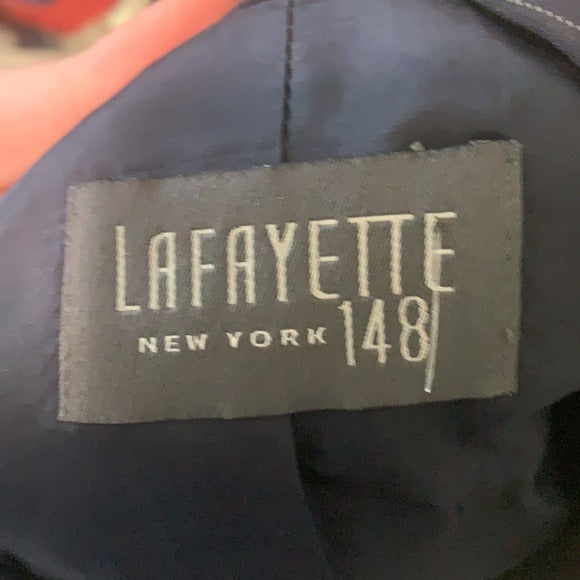 Lafayette 148 Navy Pin Striped Long Line Jacket