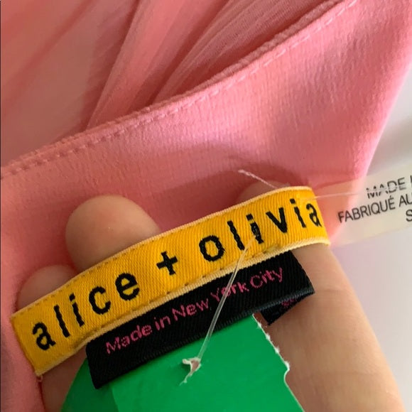 Alice + Olivia Chiffon Coral Pink Flowy Mini Dress