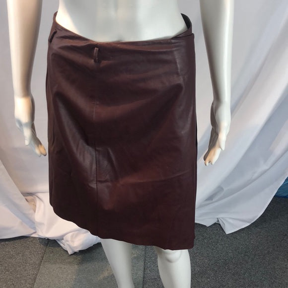 Robert Rodriquez Burgundy Soft Leather Wrap Skirt