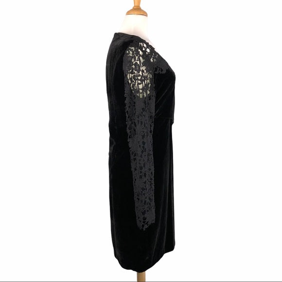Elie Tahari Black Velvet & Lace Dress
