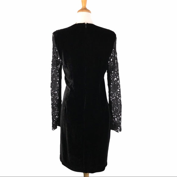 Elie Tahari Black Velvet & Lace Dress