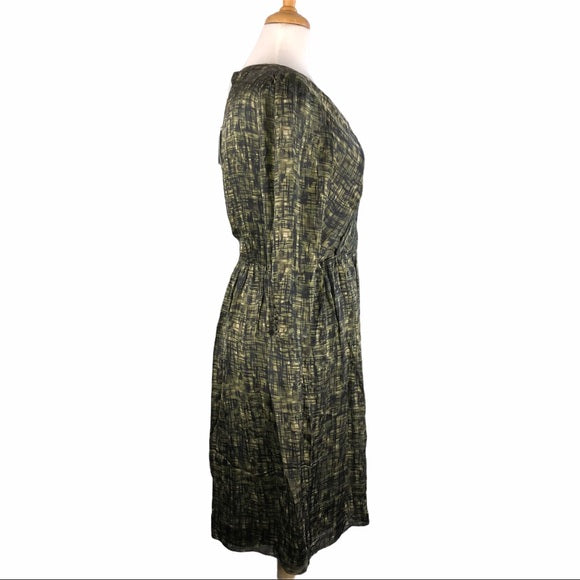 Hoss Black & Green Print Silk Dress