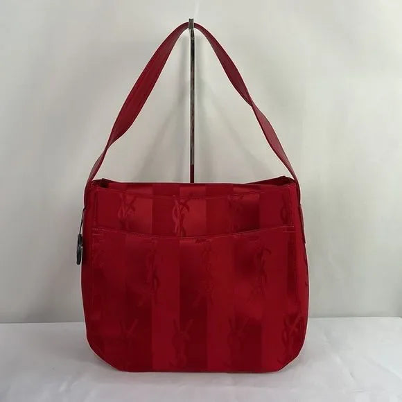 Yves St Laurent Vintage Red Satin Logo Bag