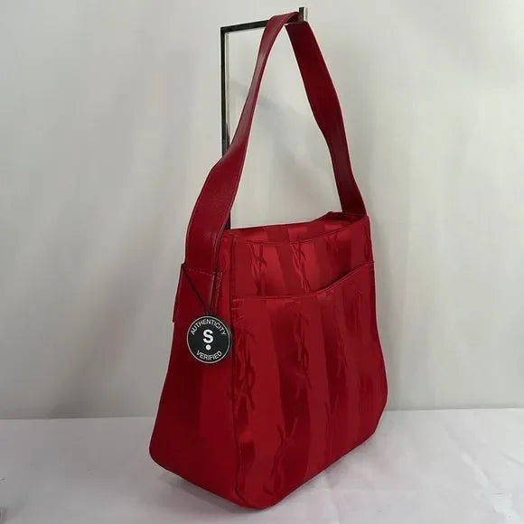 Yves St Laurent Vintage Red Satin Logo Bag
