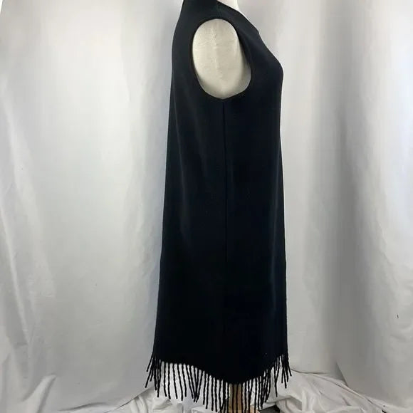 NWT Salvatore Ferragamo Black Knit Fringe Trim Dress
