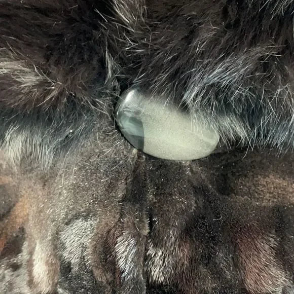 Sheared mink coat with fox trim 3/4