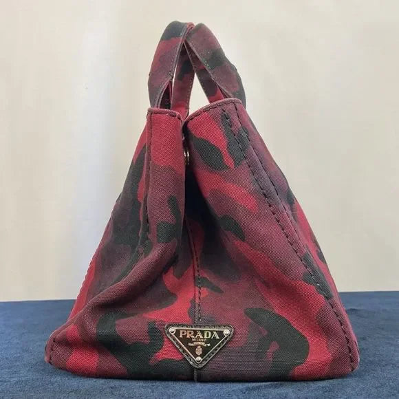 Prada Canapa Tote Red Camouflage Bag