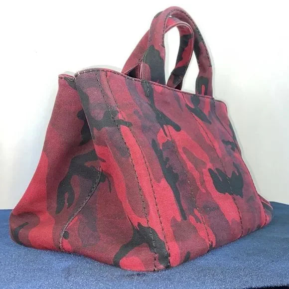Prada Canapa Tote Red Camouflage Bag