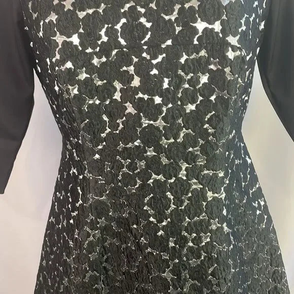 Lela Rose Black And Silver Brocade Mini Dress