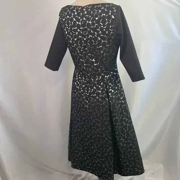 Lela Rose Black And Silver Brocade Mini Dress