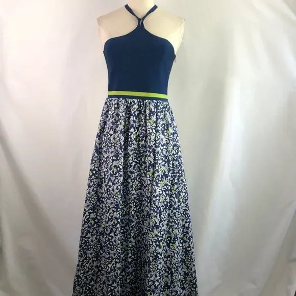Tayna Taylor NWT Blue Maxi Dress with Floral Bottom NWT